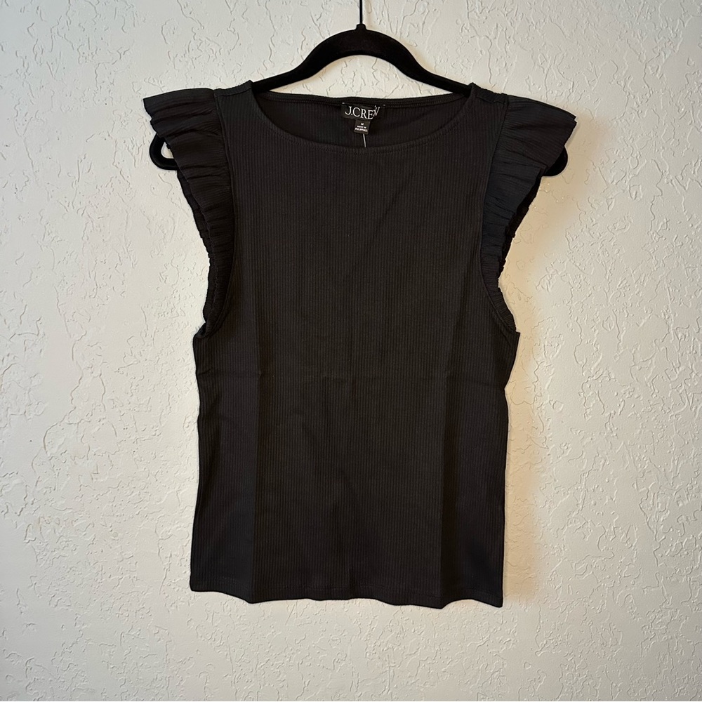 J. Crew Black Sleeveless Ruffle Top